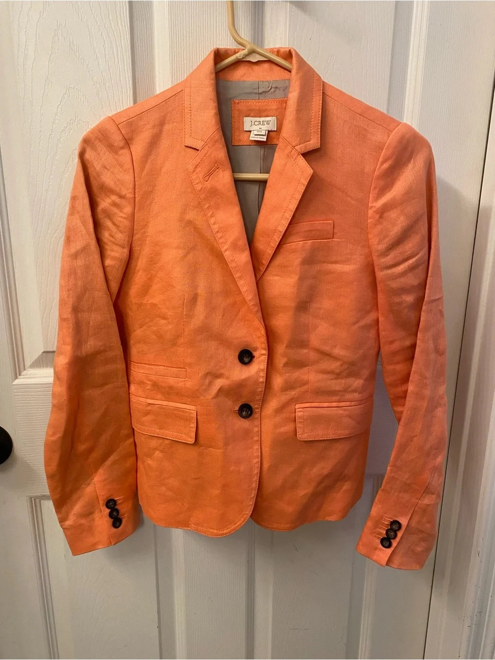 J. Crew Bright Orange schoolboy Blazer Two buttons 100%linen